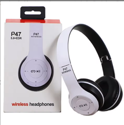 OEM Over Ear P47 High Quality Stereo Wireless Headphone Bluetooth Gaming Headset Earpiece Headband Headphone(White Edition)