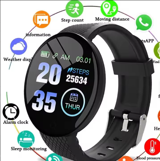 D18 Smart Bracelet Round Screen TPU Strap Pictures Sleep Monitoring Pedometer Ip65 Sport Montre Intelligente Smart Watches