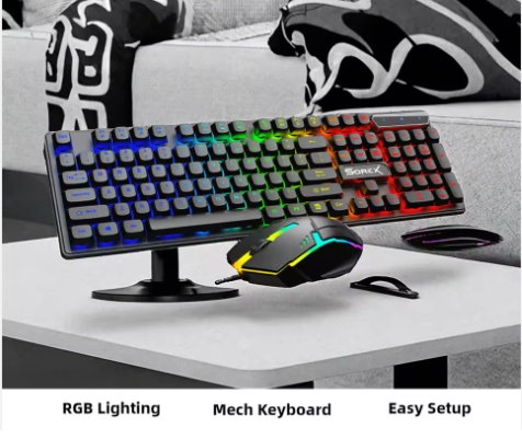 Custom RGB Computer Keyboard Mouse Set Customizable USB Interface