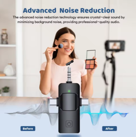Professional Wireless Lavalier Microphone for IPhone, Android, Camera, Wireless Mini Microphones, Crystal Clear Sound